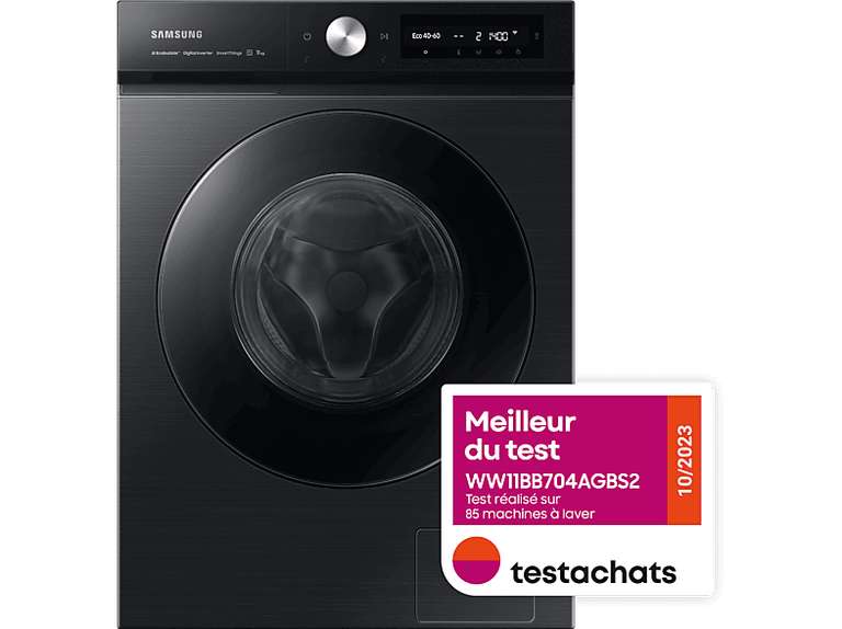 Lave-linge frontal Samsung Bespoke AI EcoBubble (WW11BB704AGBS2) - 11kg (Frontaliers Luxembourg)