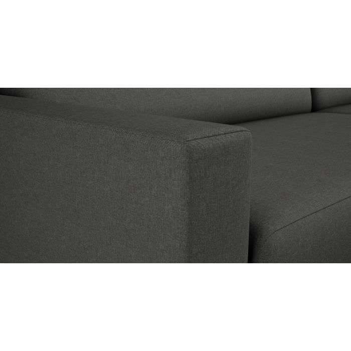 Canapé d'angle réversible 3 places Bob - Tissu gris anthracite, Contemporain, L 197 x P 138 cm