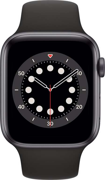 Montre connectée Apple Watch Series 6 - 44 mm, Boîtier en Aluminium, Bracelet Sport Noir (Frontaliers Suisse)