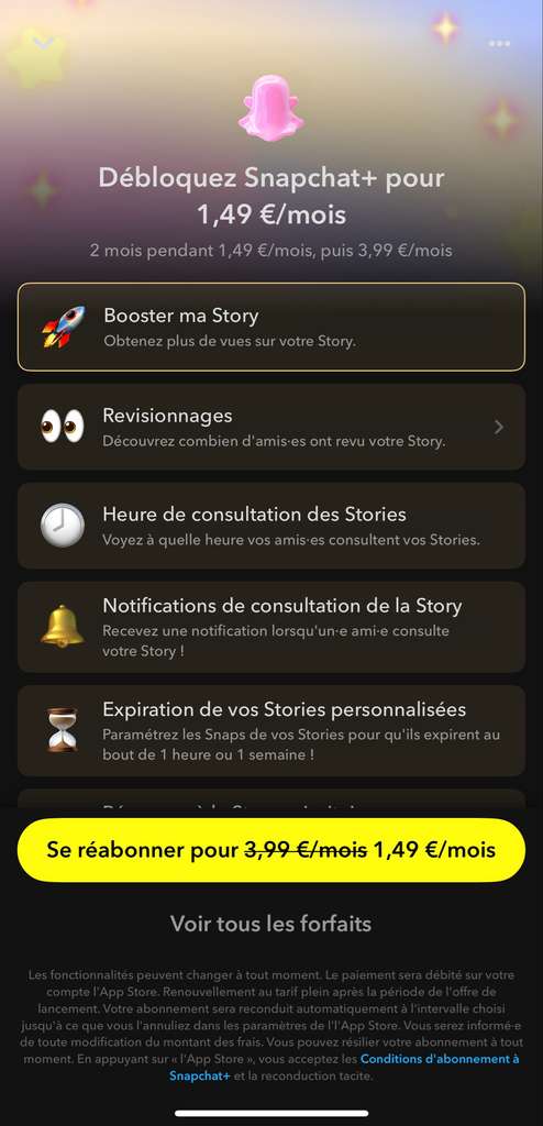 Snapchat+ à 1,49€ pour 2 mois chez snapchat.com | Dealabs