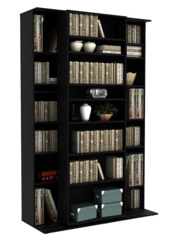 Bibliothèque coulissante a étagères modulables Bento - Noir, L.116.6 x H.181.2 x l.45.2 cm