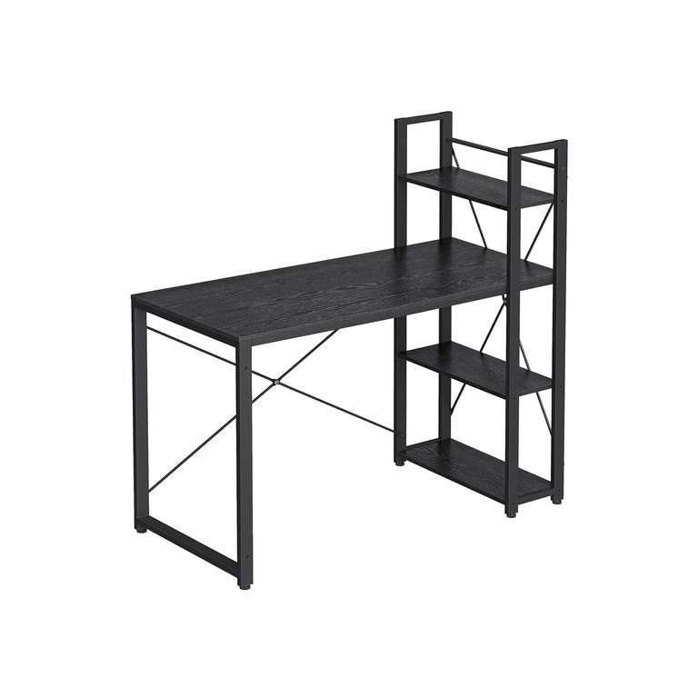 Bureau avec étagères réversibles Vasagle LWD049B56 - Structure acier, Noir ou Marron Rustique, 60 x 137,2 x 118,7 cm