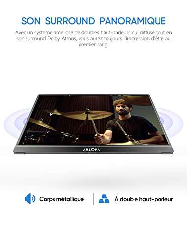 Ecran Portable 15.6" Arzopa - Full HD (Via coupon - Vendeur Tiers)