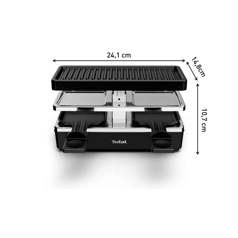 Appareil À Raclette Grill Tefal Plug & Share Yy5249 Fb - Format Modulable, Prise Intégrée Pour Brancher D'autres Appareils en Série