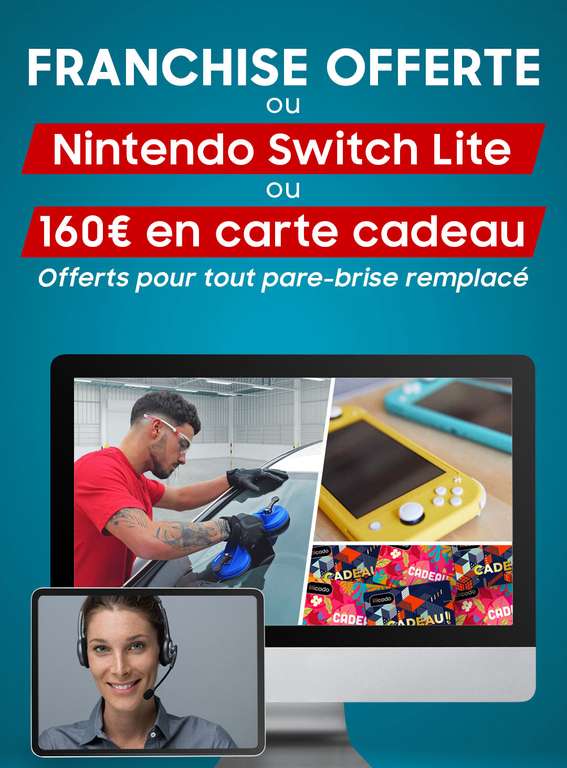 Une Nintendo switch Lite offerte ou 160€ en carte cadeau pour un changement de pare-brise (parebrise-france.com)