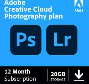 Abonnement d'1 an à Adobe Photoshop et Lightroomc - compatible avec Windows et Mac et 20 Go de stockage