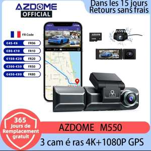 Dashcam Azdome M550 - 3 caméras /4k / gps
