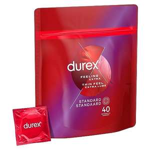 Lot de 40 préservatifs Durex Feeling Extras (fins et extra lubrifiés)