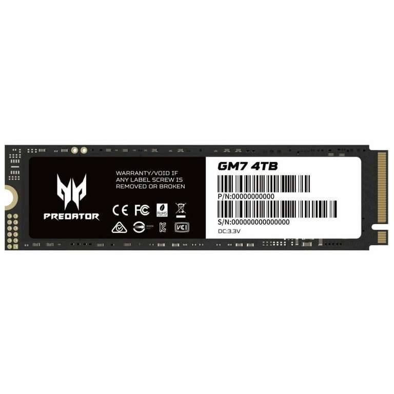 SSD interne M.2 Acer Predator GM7 - 4To, PCIe 4.0, 7400MB/s –