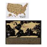 Poster Carte des États-Unis à gratter Amazon Basics avec grattoir et accessoires à épingler, 43 x 30 cm