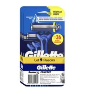 Rasoirs jetables Gillette 3×3=9 rasoirs (Via 9,07€ fidélités + 5,18€ ODR)