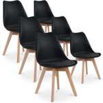 Lot de 6 chaises Catherina - noir, scandinave, pieds bois (vendeur tiers - 97,99€ pour les CDAV avec le code VP30MKP)