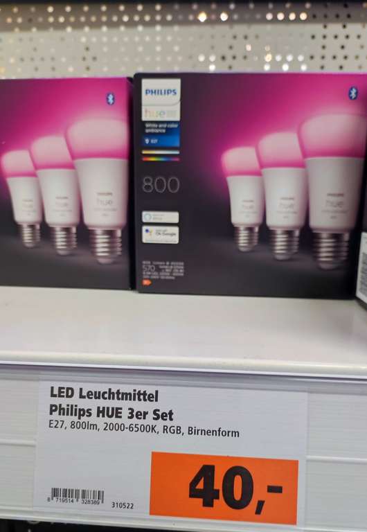 Pack de 3 ampoules connectées Philips Hue White & Color Ambiance (E27, 9,5W, 800 lm) - Globus Bettembourg (Frontaliers Luxembourg)