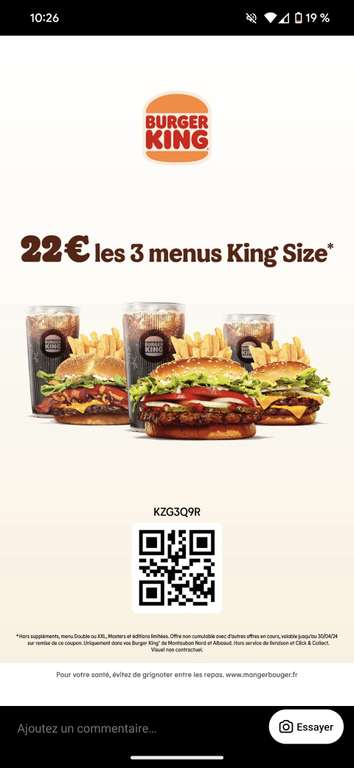 3 menus King Size pour 22€ - Montauban Nord et Albasud (82)