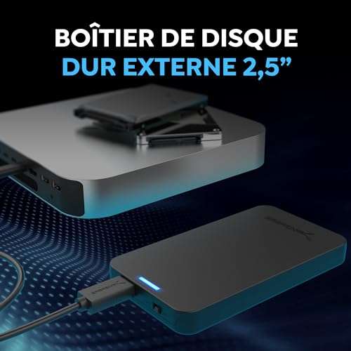 Boitier externe Sabrent pour HDD/SSD SATA 2.5" 7/9.5mm - USB 3.2, 5 Gbps, UASP, Câble Inclus, Noir (Vendeur tiers)