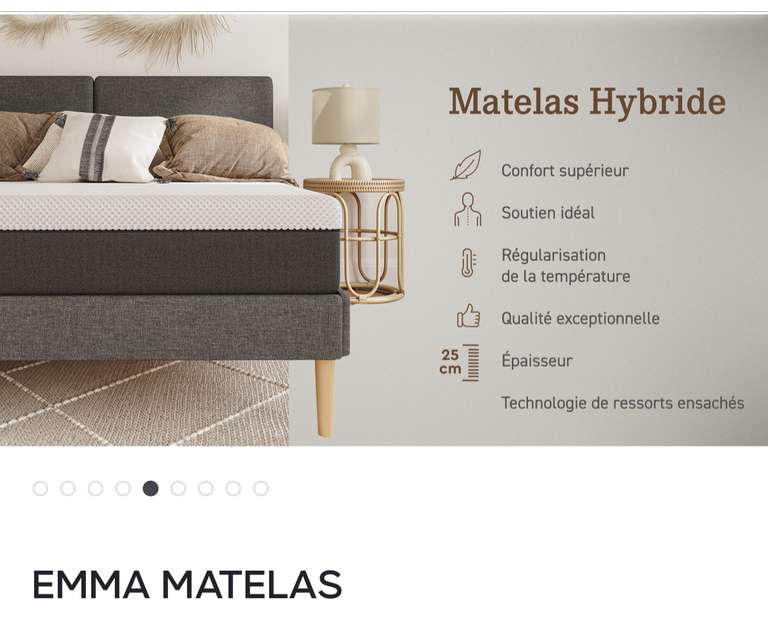 Matelas Emma Hybride - 140x190cm