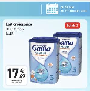 Lot de 2 boîtes de lait croissance Gallia Calisma 3ème âge - Pharmacies Leader Santé