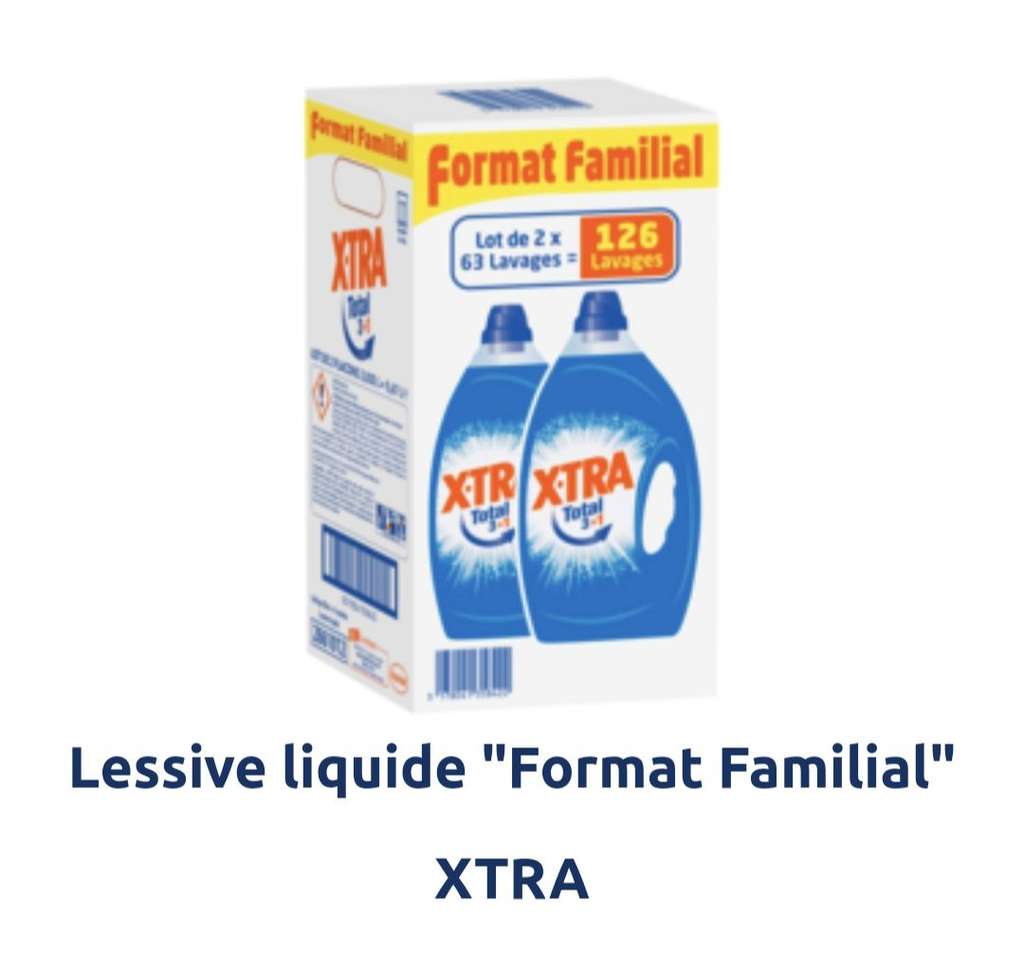 Lessive liquide Format Familial XTRA ×126(0,04€ le lavage) (Via 12,53€  fidélité) –
