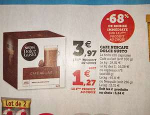 2 Paquets de 16 boissons chaudes Nescafé Dolce Gusto (Café au Lait, Espresso, Nesquik) - 2x16
