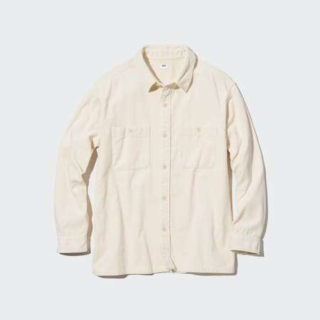 Chemise en velours côtelé Homme - 100% Coton - Blanc cassé ou gris foncé (du XS au M)