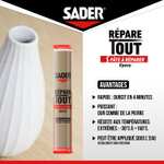 Pâte à Réparer Epoxy Sader Répare Tout - Tous Matériaux – Intérieur/Extérieur – Couleur : Gris – 1 Tube 57 g
