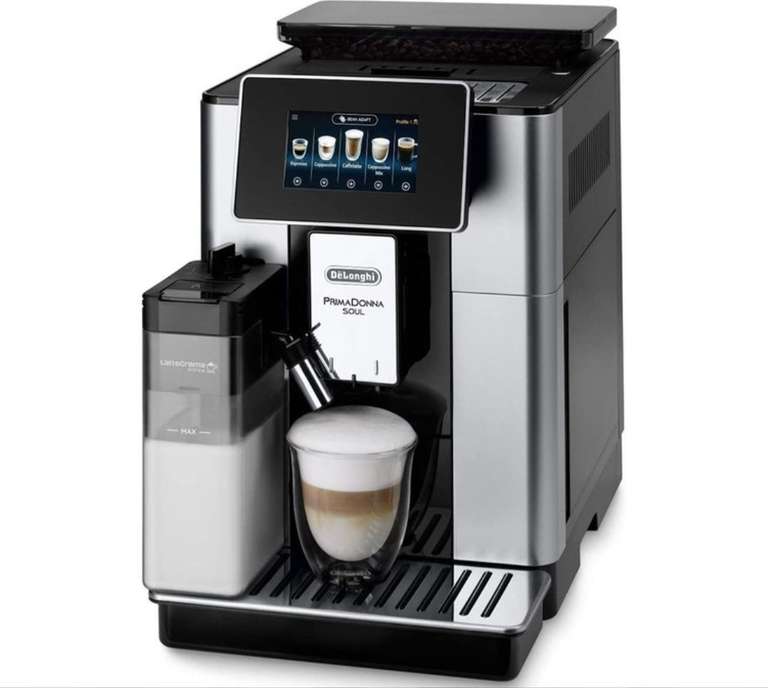 Machine à café avec broyeur à grains Delonghi Primadonna Soul ECAM610.55.SB - 1450W, Gris