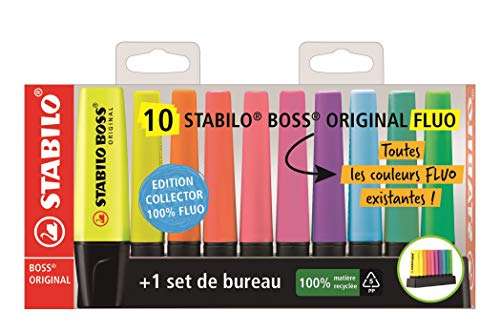 Lot de 10 Surligneurs Stabilo Boss Original Fluo