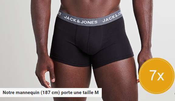 Lot de 7 shortys Jack&Jones (Noir) - Tailles S, M et L