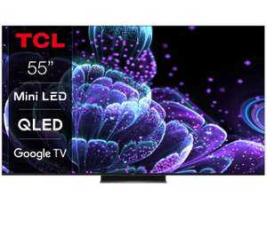 TV 55" TCL 55C835 - QLED Mini-LED, 4K UHD, 144 Hz, HDR, HDMI 2.1, VRR / ALLM, FreeSync, Google TV (Sélection de magasins)