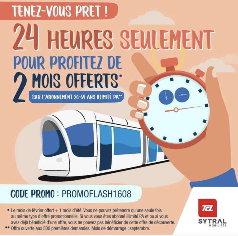 2 mois offerts sur 12 mois d'Abonnement 26-64 illimité par Prélèvement Automatique - TCL Lyon (69)