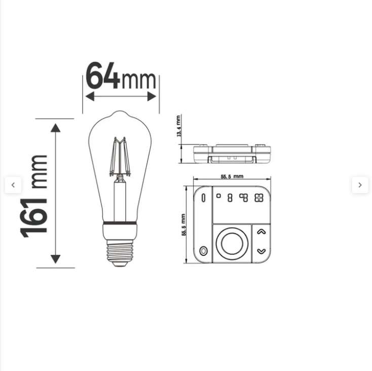 2 Ampoules LED Lexman Enki + Télécommande Zigbee - E27, 806Lm, Variation de blancs, Style rétro