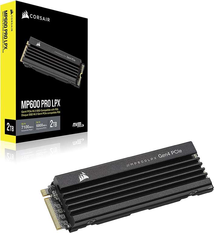 SSD Interne NVMe M.2 Corsair MP600 Pro LPX - 2 To, Gen4 x4, TLC, Compatible PS5