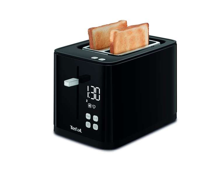 Grille-pain électrique Tefal, 2 fentes extra larges, Thermostat réglable 7  positions, Affichage digital, Décongélation, Réchauffage. –