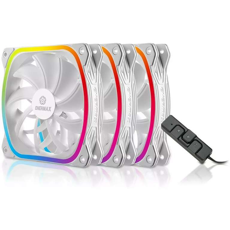 Pack de 3 ventilateurs de boîtier PC Enermax Squa - 120mm, RGB, blanc