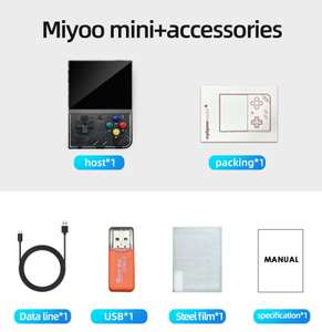 Miyoo Mini + Noir avec accessoires : Console portable Rétro (Open source)