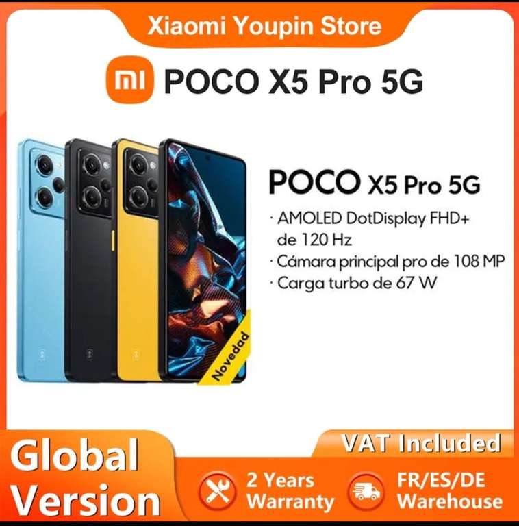 Smartphone 6.67" Xiaomi Poco x5 pro 5G - 128Go de ROM, 6Go de RAM