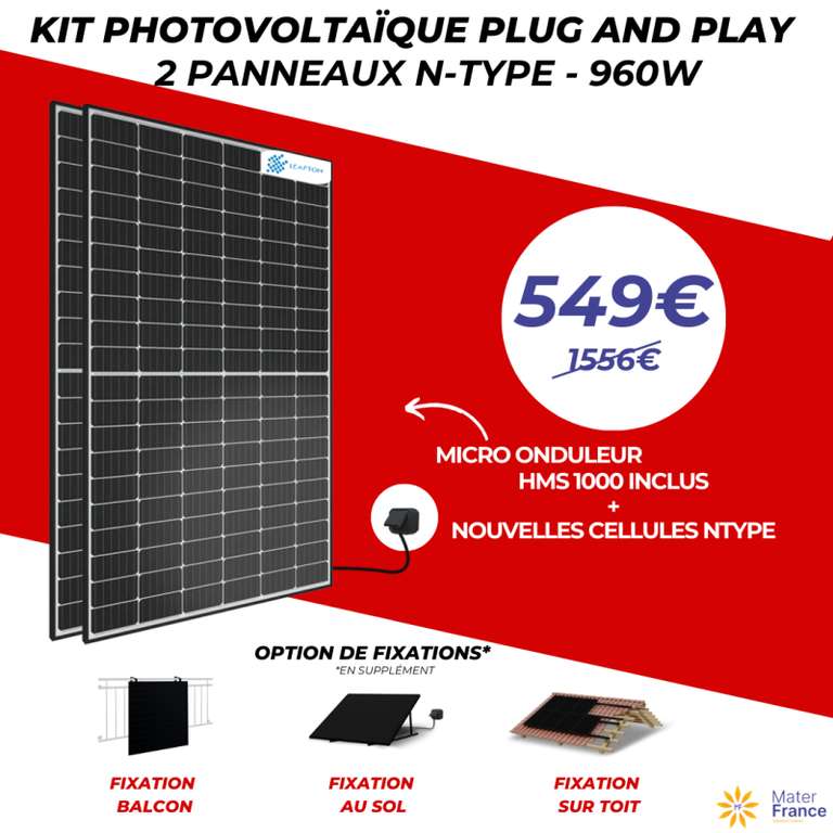 Kit Plus and Play 2 Panneaux Topcon Leapton Solar - 960W