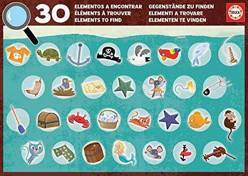Detectives' Puzzles : Bateau Pirate Educa - 50 pièces + Trouvez Les Objets perdus - 4 Ans et +