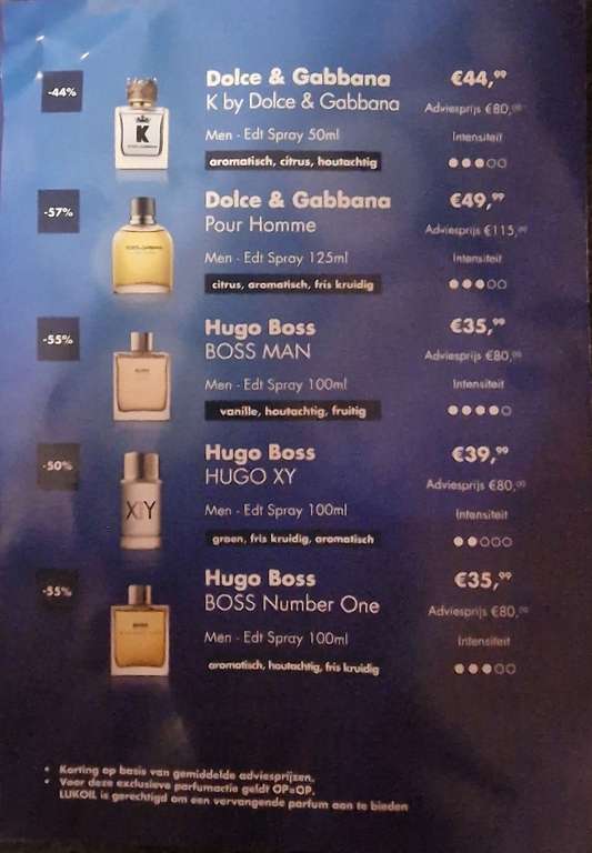 20L de carburant acheté = Sélection de parfums en promotion (Frontaliers Belgique, Lukoil)