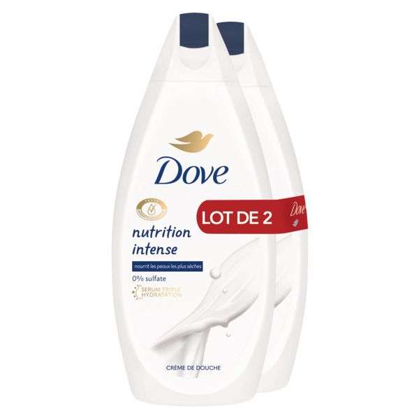 Lot de 2 gels douche Dove nutrition intense - 2x450ml (Via 4.19€ sur Carte Fidélité)
