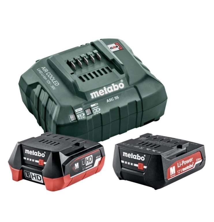 Pack énergie Metabo 12V (685302000) : batterie 4Ah + batterie 2Ah + chargeur en boîte carton
