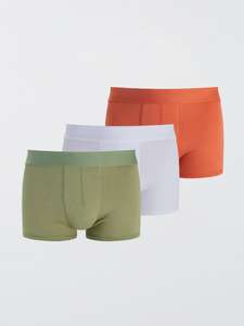 Lot de 3 boxers unis - kaki/orange/blanc, Tailles XS & M