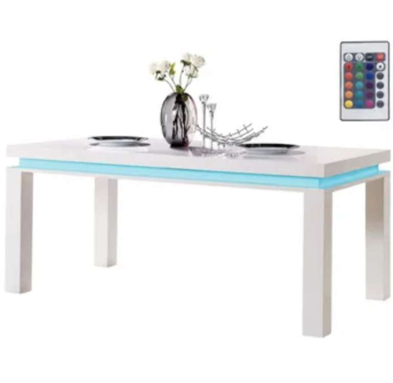 Table pour salle à manger LED Anna - 180 x 90 x 77 cm, blanc (vendeur tiers)