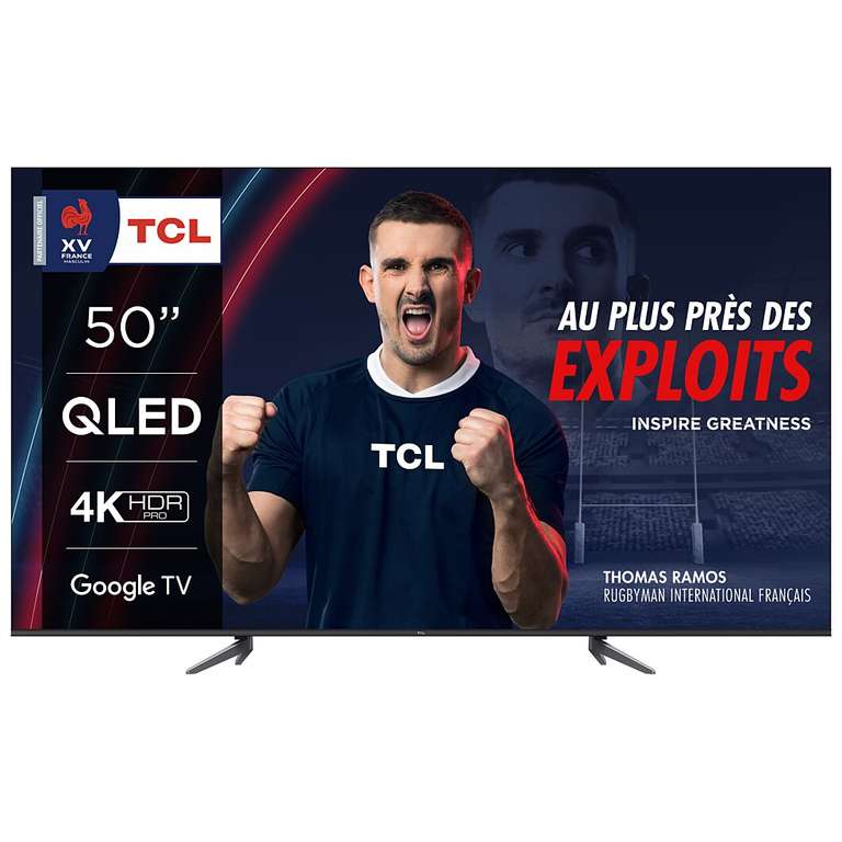 TV 50" QLED TCL 50C643 (2023) - 4K, HDMI 2.1, HDR 10+, Dolby Vision, Dolby Atmos, DTS, Google TV (Via 44,40€ sur Carte Fidélité + ODR 50€)