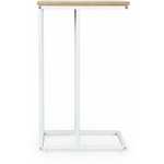 Table d'appoint/Bout de canapé Loft - Structure métal blanc mat, plateau décor bois 40x30x66cm