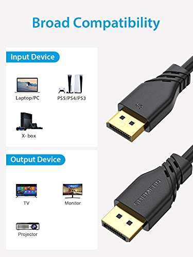 Câble DisplayPort 1.4 2m 8k 60hz - 4k 240hz HDR (Vendeur tiers)