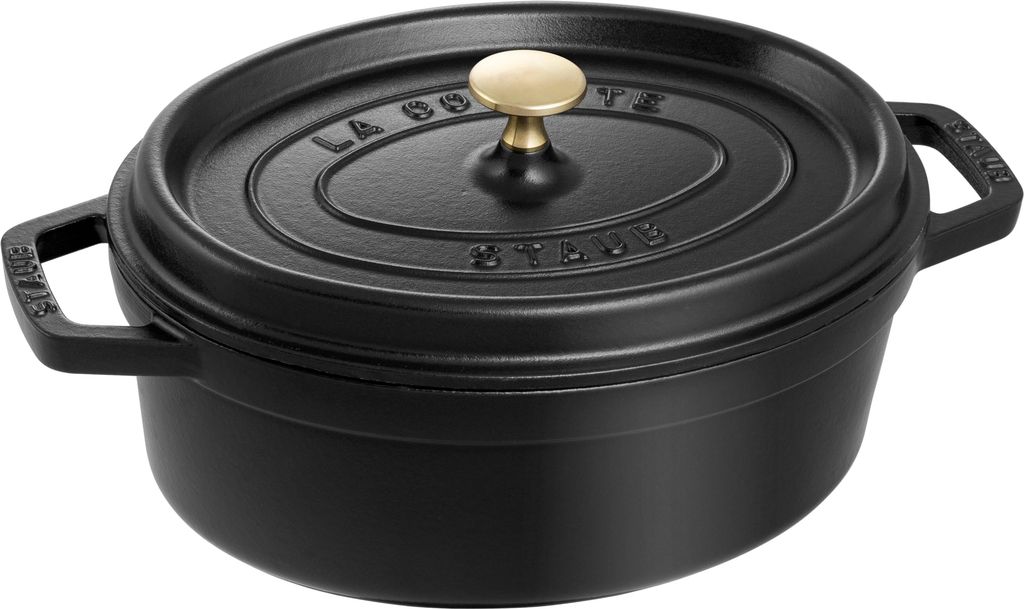 Cocotte en Fonte Émaillée Staub avec Couvercle, Tous feux dont induction, 4 personnes, Ovale, 27 cm, 3,20 L, 5,3 kg, Noir Mat