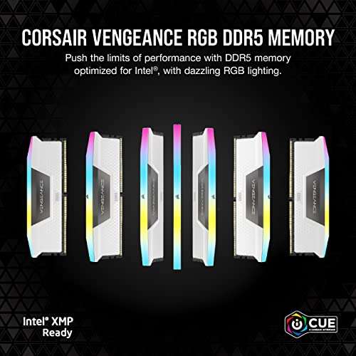 Kit mémoire RAM Corsair Vengeance - 32 Go (2 x 16 Go), DDR5, 6200 MHz, C36 (CMH32GX5M2B6200C36W)
