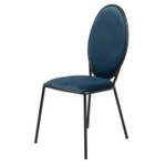 Lot de 2 chaises Louis - Velours Bleu, L 51 x P 96 x H 52,5 cm