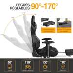 Chaise Gaming WeValley - Inclinable à 170°, Ergonomique, fonction massage, Noir